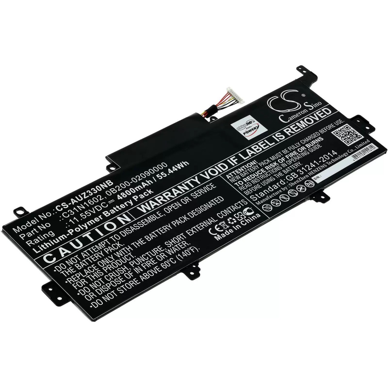 Akku passend für Laptop Asus Zenbook UX330UA-FC080T, UX330UA-FB162T, Typ C31N1602 u.a. - 11,55V - 4800 mAh