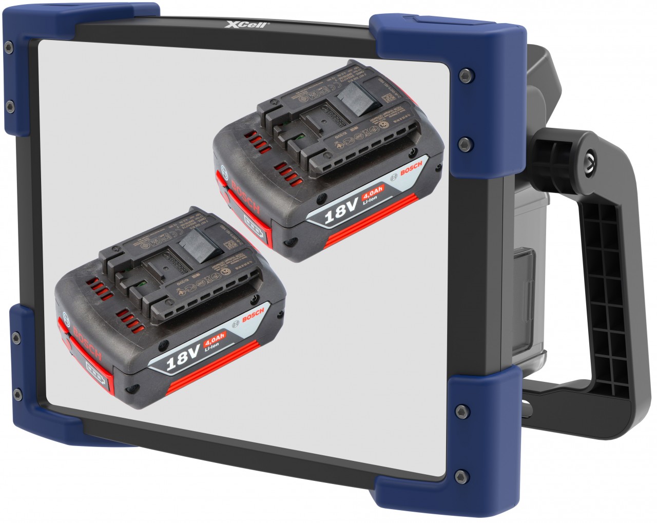 Worklight Multi Arbeitsleuchte 90W, max. 10000 Lumen, inklusive 2x Original Bosch GSR 18 V-LI 18V 4Ah Li-Ion Akku und Ladegerät