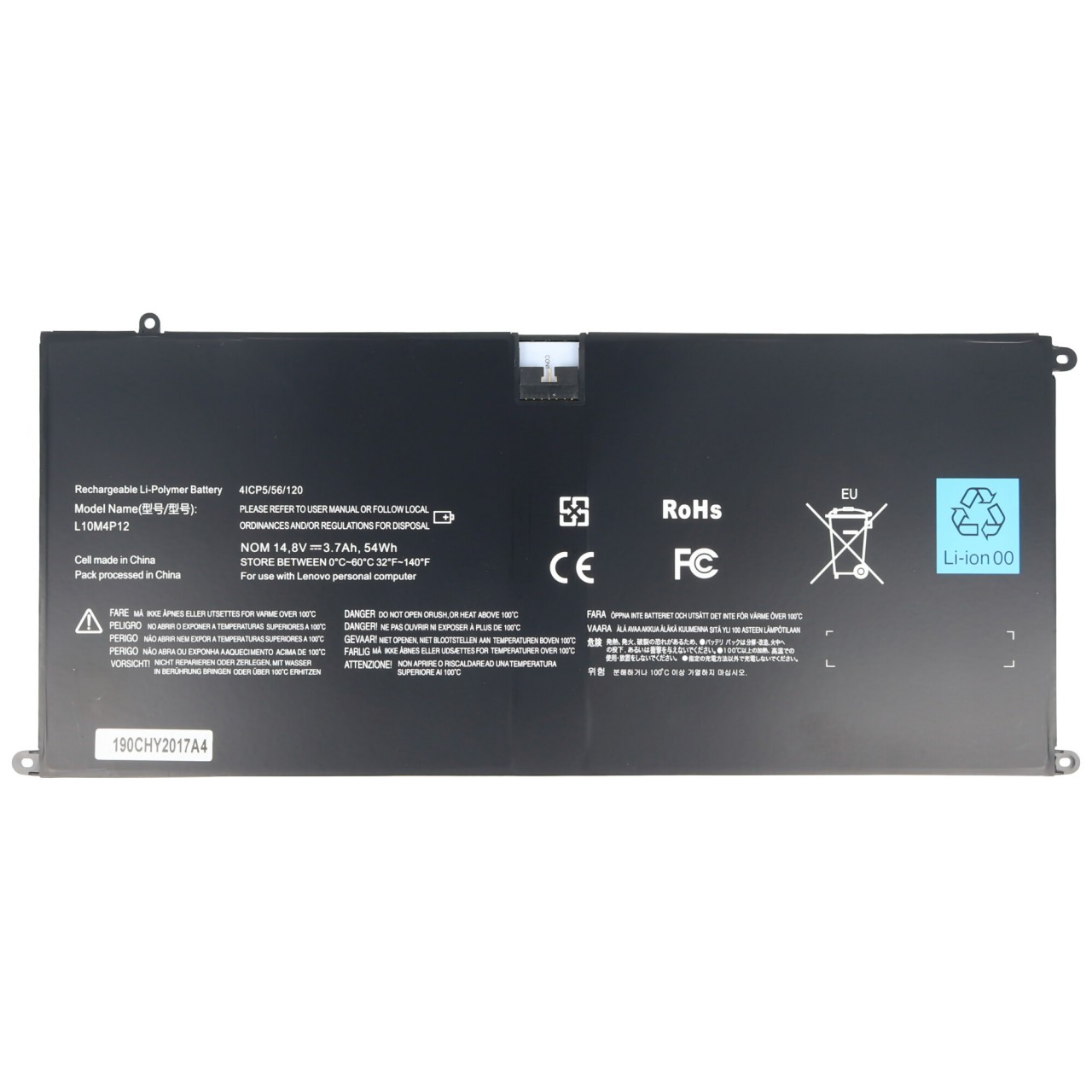 Akku passend für Lenovo IdeaPad U300, Yoga 13, Li-Polymer, 14,8V, 3700mAh, 54,8Wh, built-in, ohne Werkzeug