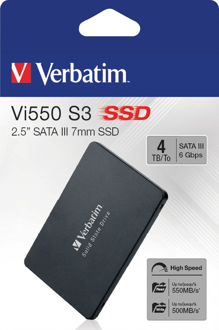 Verbatim SSD 4TB, SATA-III, 6.35cm (2.5''), Vi550 (R) 550MB/s, (W) 500MB/s, Retail