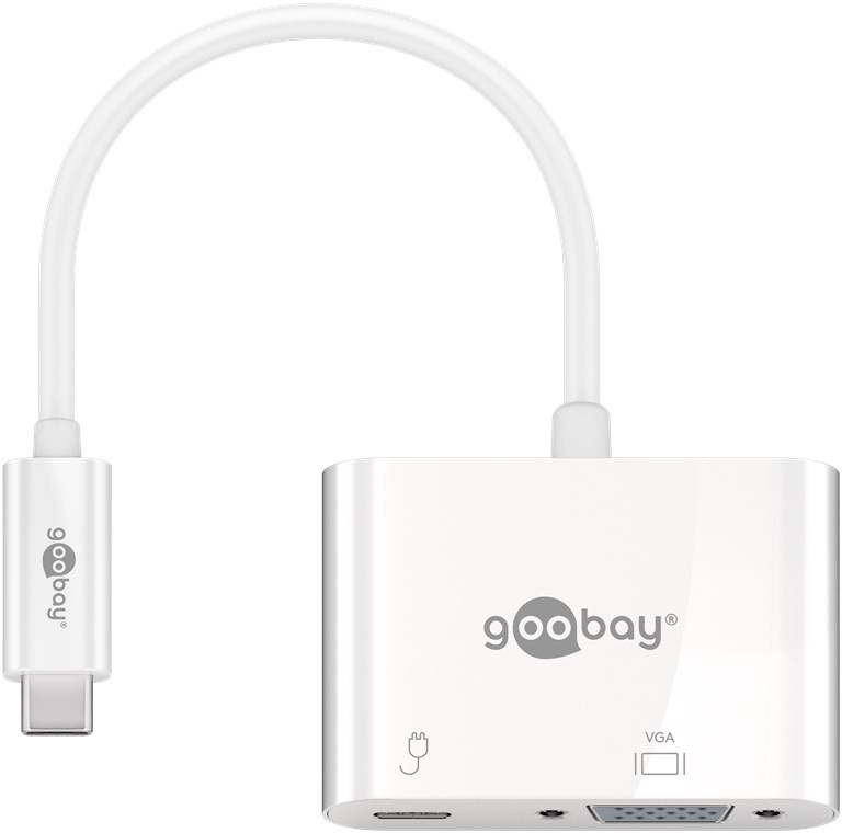 Goobay USB-C™-Adapter VGA, PD, weiß - erweitert ein USB-C™ Gerät um einen VGA-Anschluss