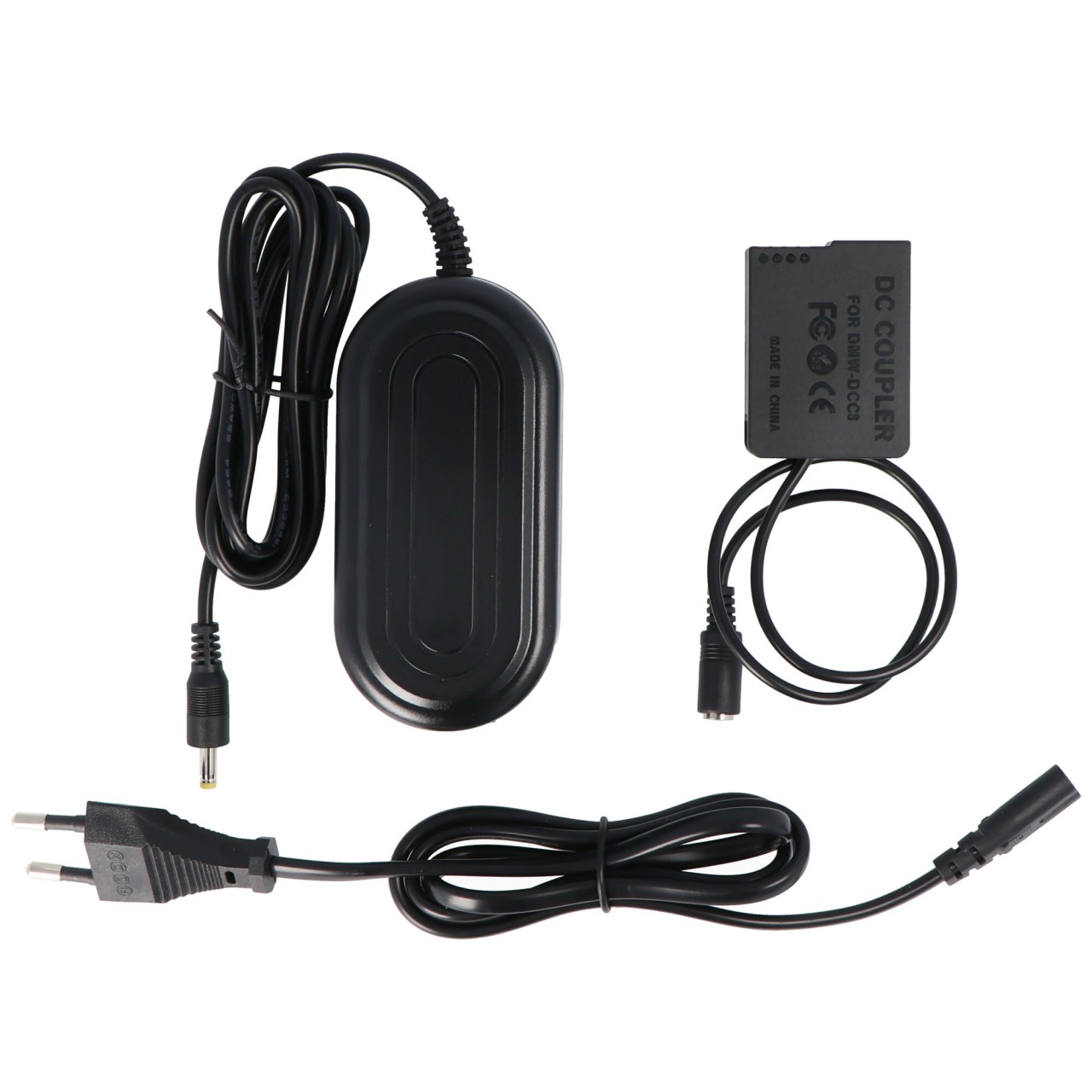 Kamera-Netzteil passend für Panasonic DMW-AC8, DCC8, DMW-BLC12E, DMW-DCC8GU, BP-DC12 inklusive Gleichstromkuppler