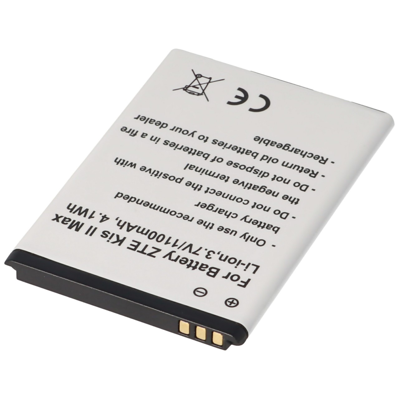 Akku passend für ZTE Kis II Max, Li-Ion, 3,7V, 1100mAh, 4,1Wh