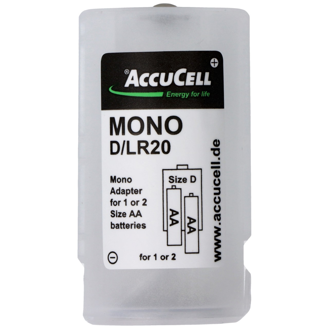 Universal Mono D Adapter für 1 oder 2 Mignon AA Akku oder Batterien, 59,2x 32mm