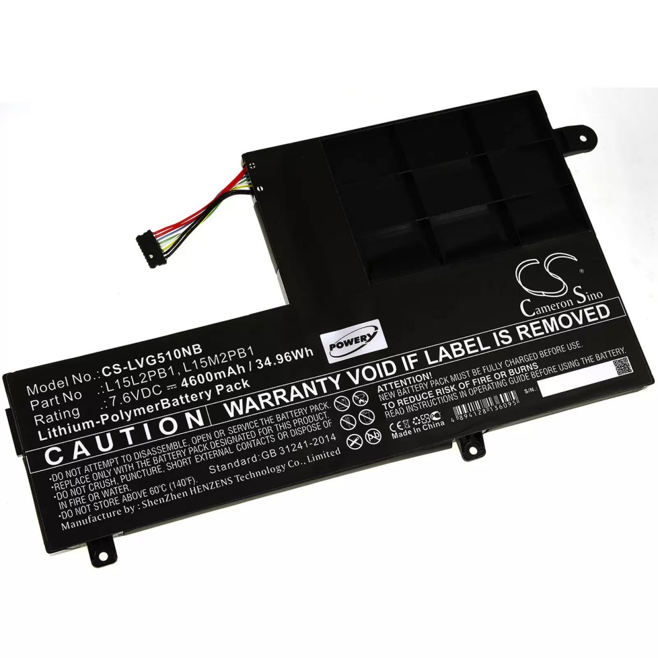 Akku für Laptop Lenovo Yoga 510 / Yoga 510-14IKB / Typ L15L2PB1 - 7,6V - 4600 mAh