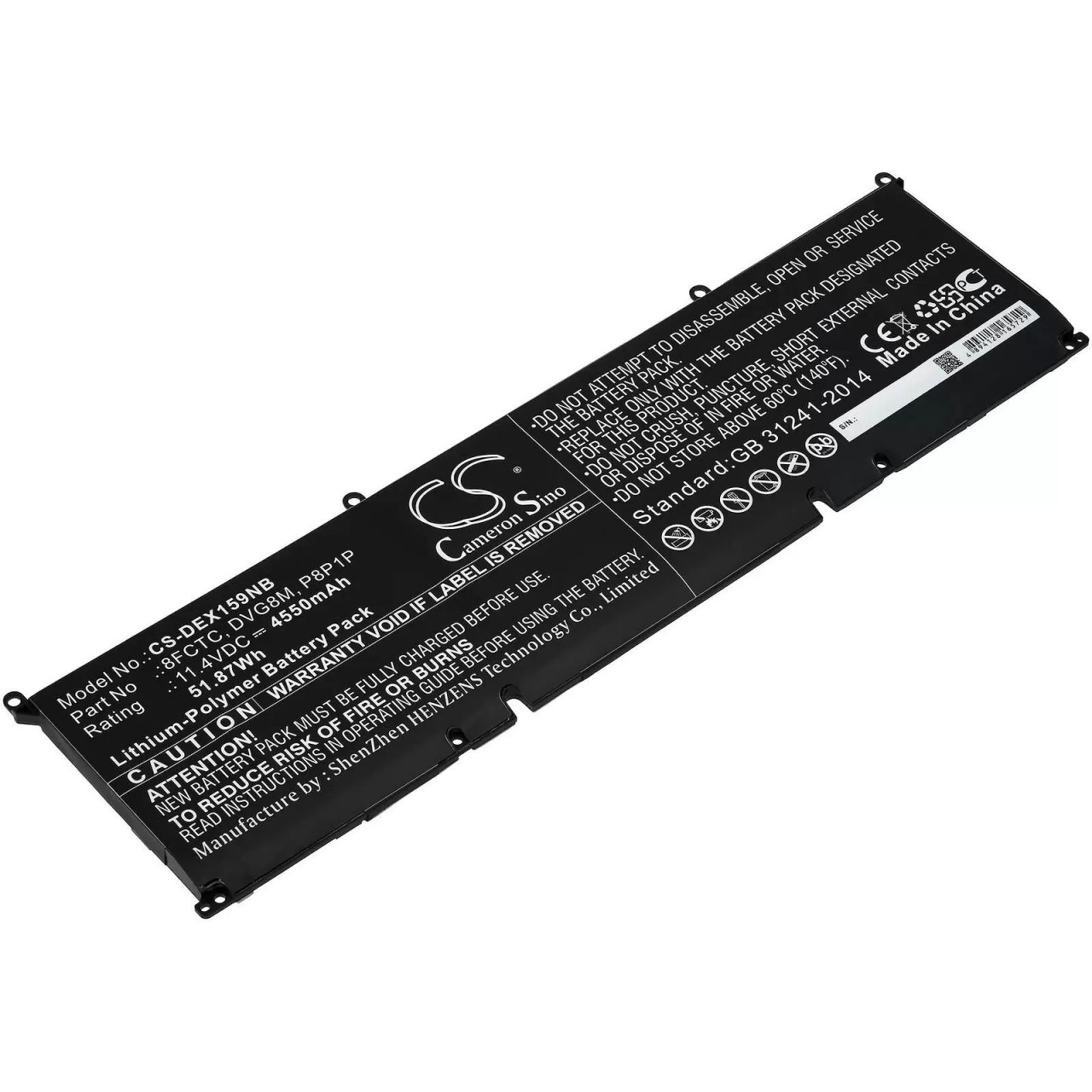Akku passend für Laptop Dell XPS 15 9500 R1505S, XPS 15 9500 R1845S, Typ DVG8M u.a. - 11,4V - 4550 mAh