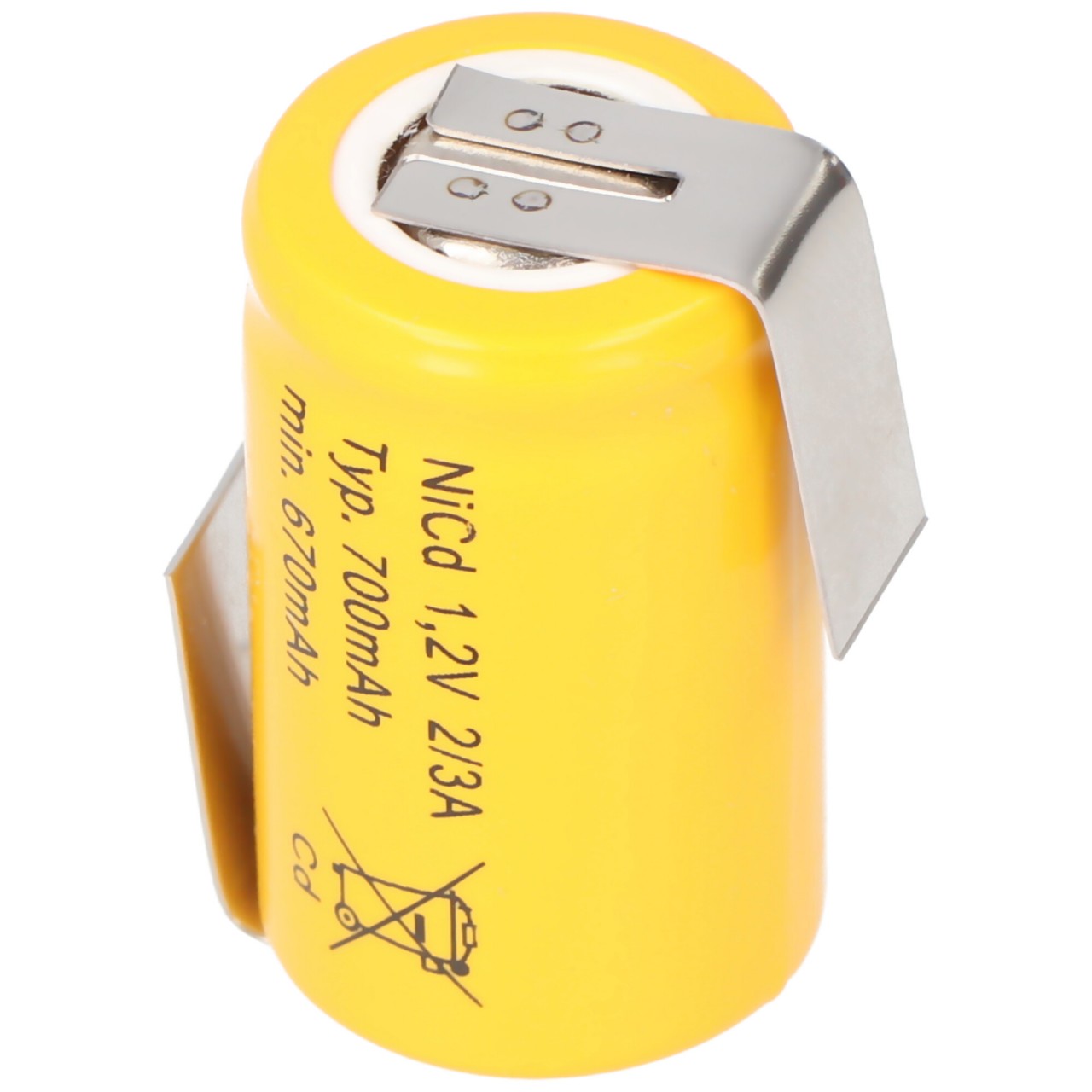 KR-600AE 2/3 A Cadnica Akku mit Lötfahnen in Z-Form (kein orignal Sanyo Akku)