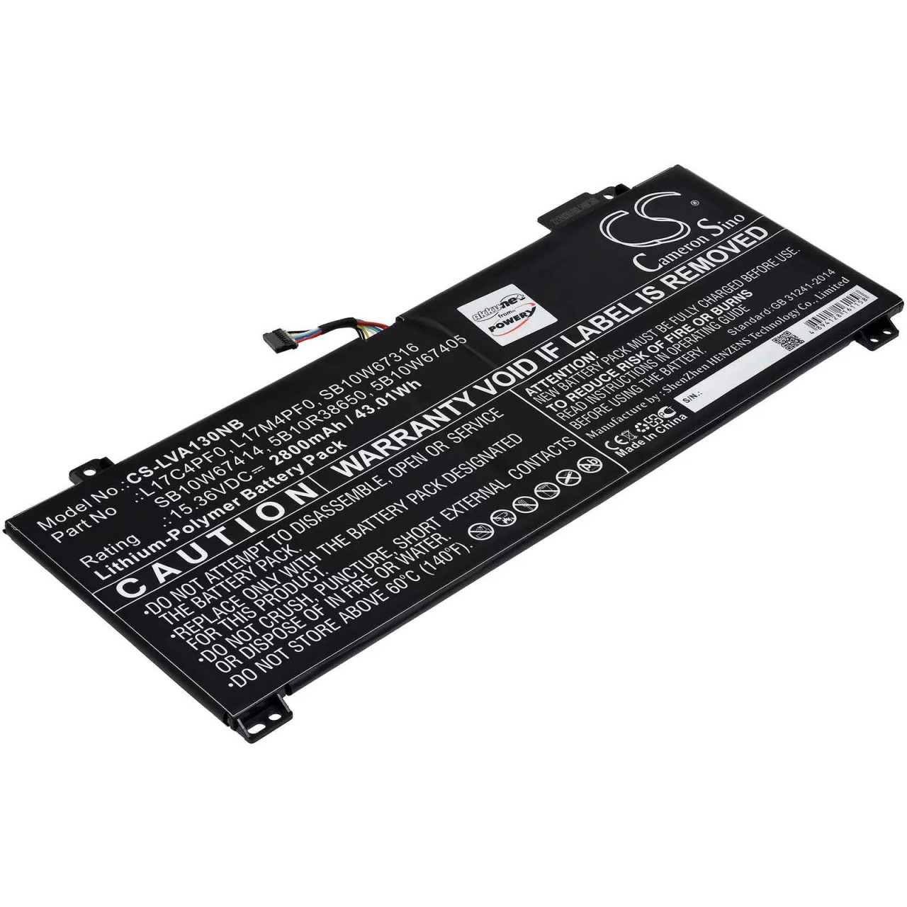 Akku passend für Laptop Lenovo xiaoxin Air 13, IdeaPad S530-13IWL, Typ L17C4PF0 - 15,36V - 2800 mAh
