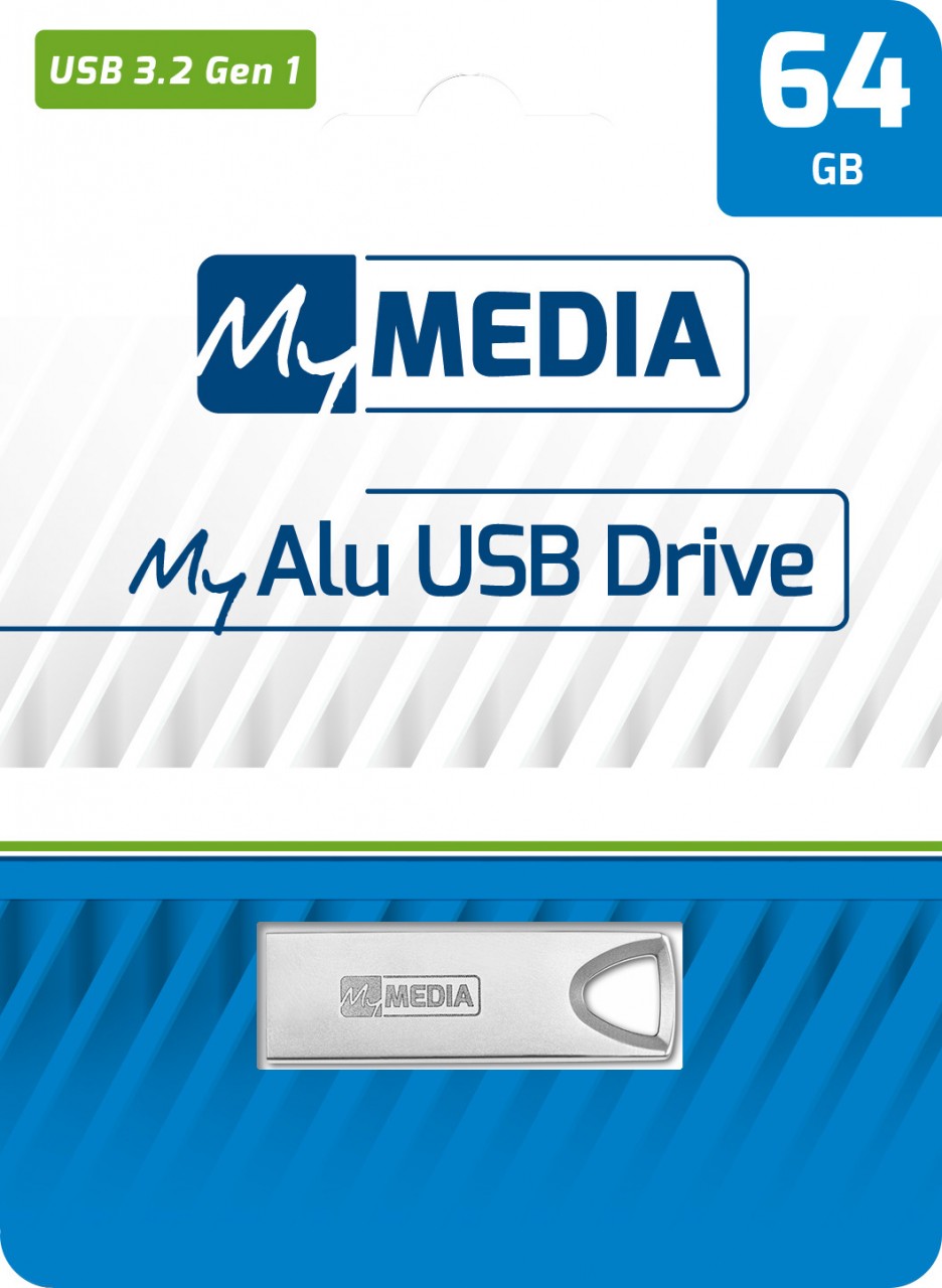 Mymedia USB 3.2 Stick 64GB, Typ-A, My Alu, silber Retail-Blister