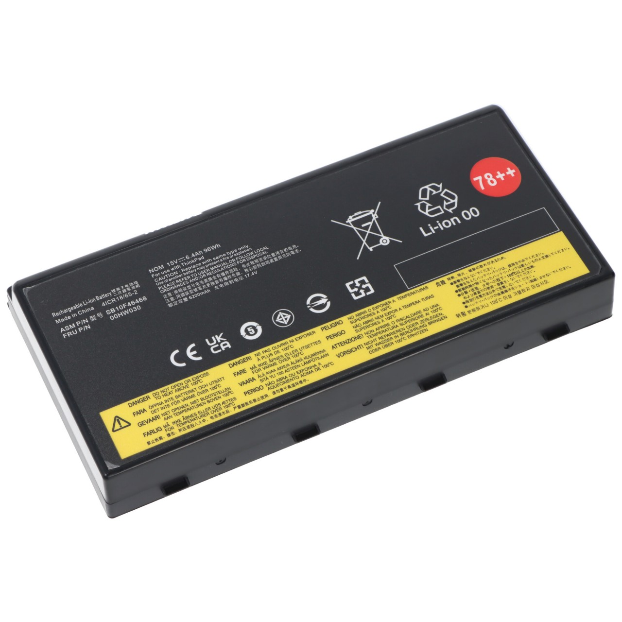 Akku passend für Lenovo Thinkpad P70, Li-ion, 15V, 6400mAh, 96Wh