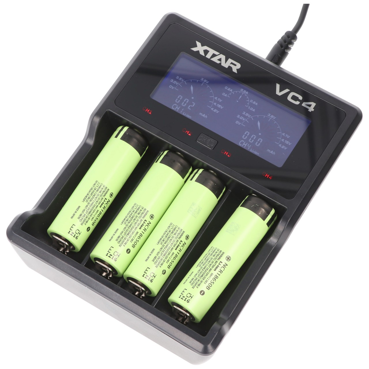 4x Panasonic 18650 Li-Ion Akku und 4fach Li-Ion Schnell-Ladegerät