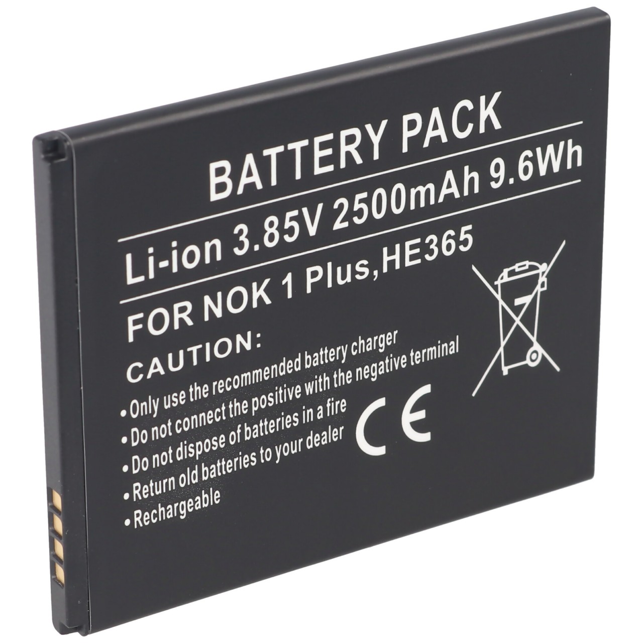 Akku passend für Nokia 1 Plus, HE365, Li-Ion, 3,85V, 2500mAh, 9,6Wh