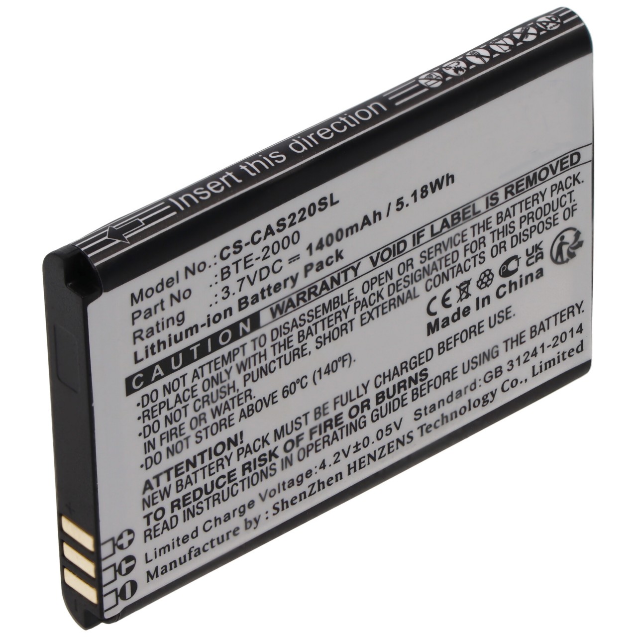 Akku passend für CAT S22, Caterpillar S22, S22 Flip, ersetzt BTE-2000, 3,7V 1400mAh