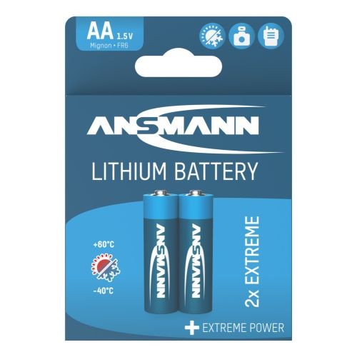 Ansmann Lithium Batterie Mignon, AA, Lithium Extreme, 2er Blister