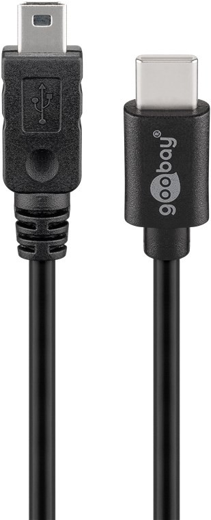 Goobay USB 2.0 Kabel USB-C™ auf Mini-B 2.0, schwarz - USB 2.0-Mini-Stecker (Typ B, 5-Pin)  src=