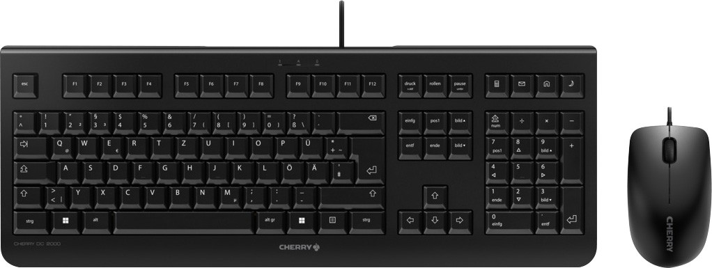 Cherry Tastatur-Maus Set DC 2000, USB, schwarz DE, Optisch, 1200 dpi, Retail