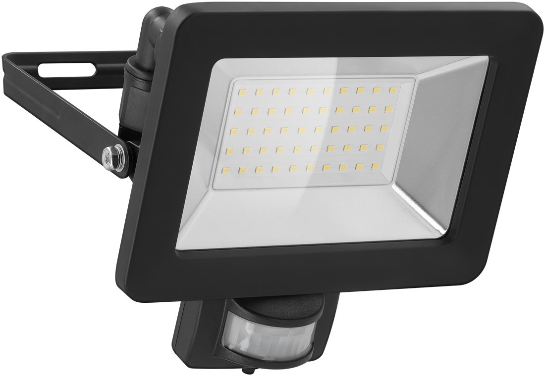 Goobay LED-Außenstrahler, 50 W, mit Bewegungsmelder - mit 4250 lm, neutralweißem Licht (4000 K), PIR-Sensor mit ON-/ OFF-Funktion und M16-Kabelverschraubung, für den Außeneinsatz geeignet (IP44)