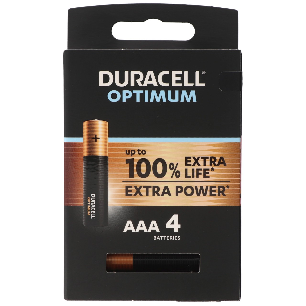 Duracell Optimum AAA Mignon Alkaline-Batterien, 1.5V LR03 MX2400, 4er-Pack