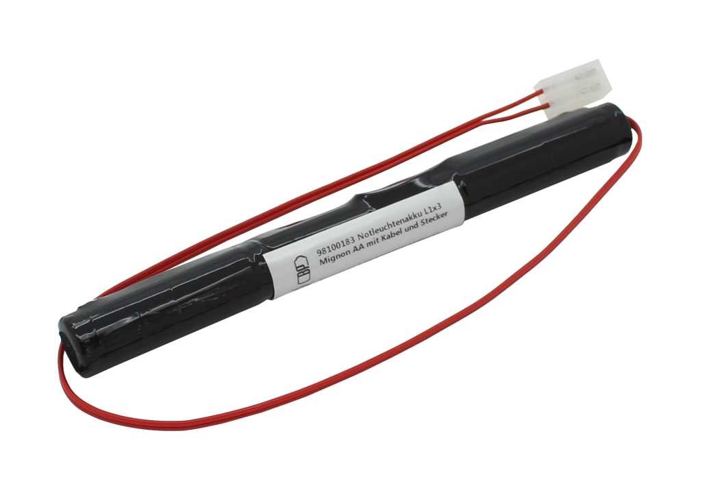 Notleuchtenakku NiMH 3,6V 1100mAh L1x3 Mignon AA mit Kabel und Stecker