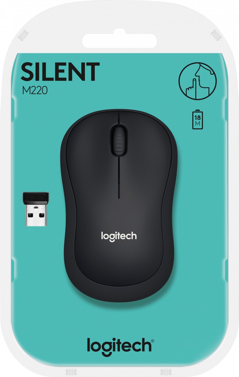 Logitech Maus M220, Silent, Wireless, anthrazit Optisch, 1000 dpi, 3 Tasten, Retail
