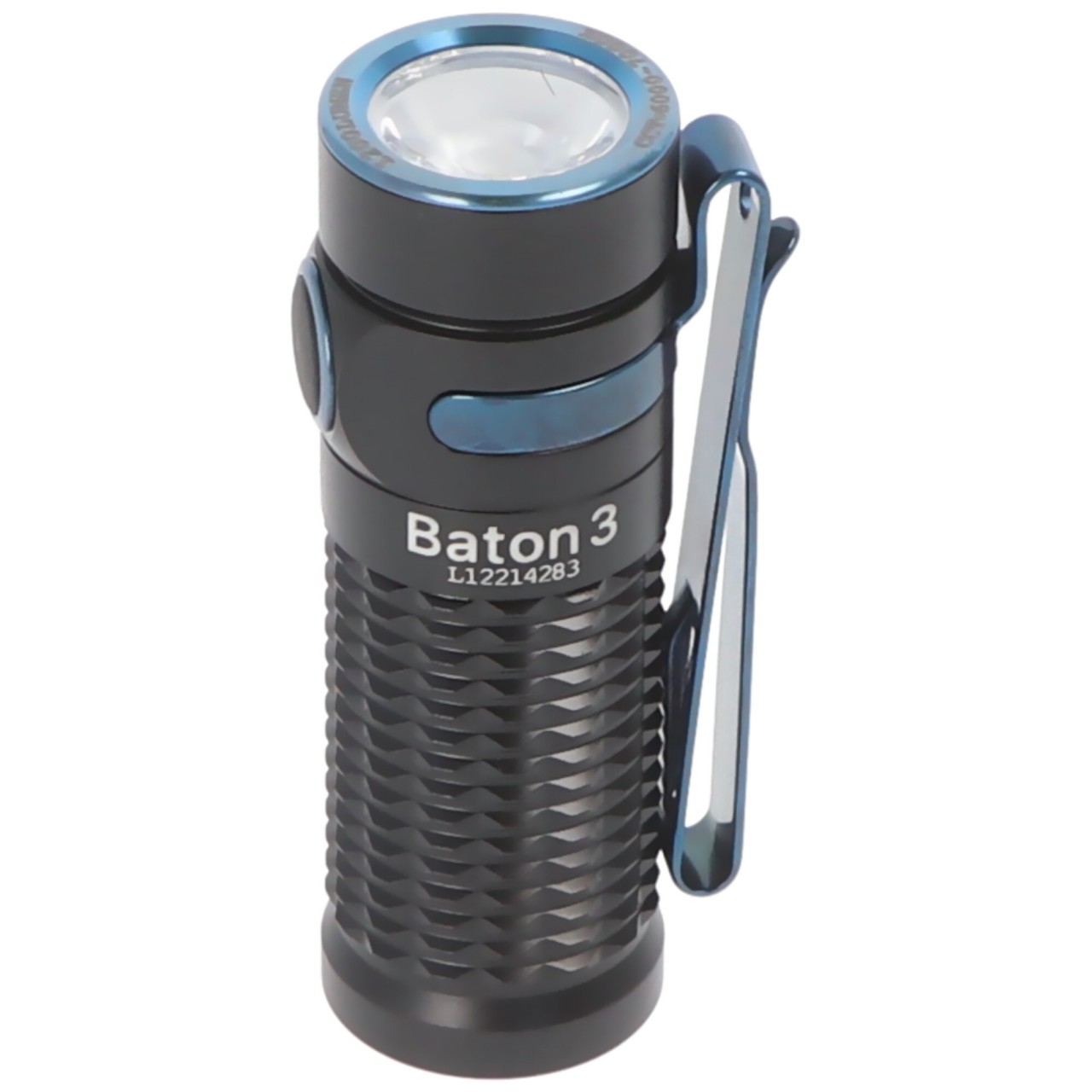 Olight Baton 3 LED-Taschenlampe 1200 Lumen, wiederaufladbar, rutschfestes Texturdesign, inklusive IMR16340 3,7V 550mAh Akku und Ladekabel, schwarz