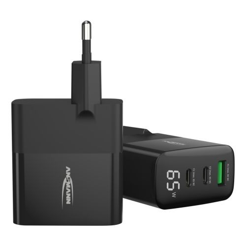 Ansmann USB-Ladegerät mit Display, HC365PD, 2x USB-C, 1x USB-A Port, 65W Power