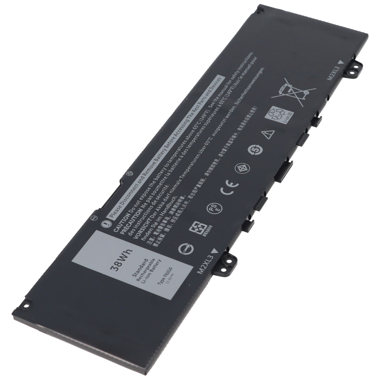 Akku passend für Dell Inspiron 13 7000, 7373, Li-Ion, 11,4V, 3333mAh, 38,0Wh, built in, ohne Werkzeug