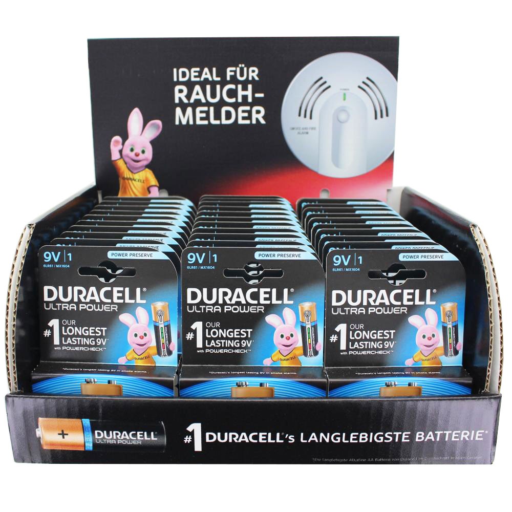 33 Stück Ultra Power Alkaline 9V Batterien ideal für Rauchmelder, Rauchwarnmelder und AccuCell EnergyTest