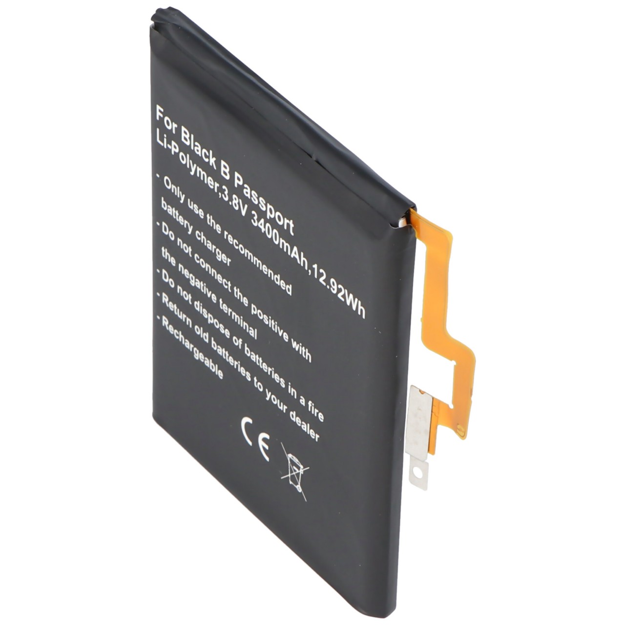 Akku passend für Blackberry Passport, BAT-58107-003, Li-Polymer, 3,8V, 3400mAh, 12,9Wh, built-in, ohne Werkzeug