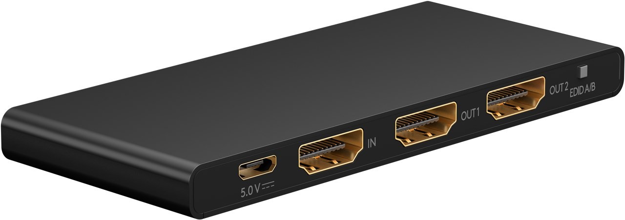 Goobay HDMI™-Splitter 1 auf 2 (4K @ 60 Hz) - teilt 1x HDMI™-Eingangssignal auf 2x HDMI™-Ausgänge auf