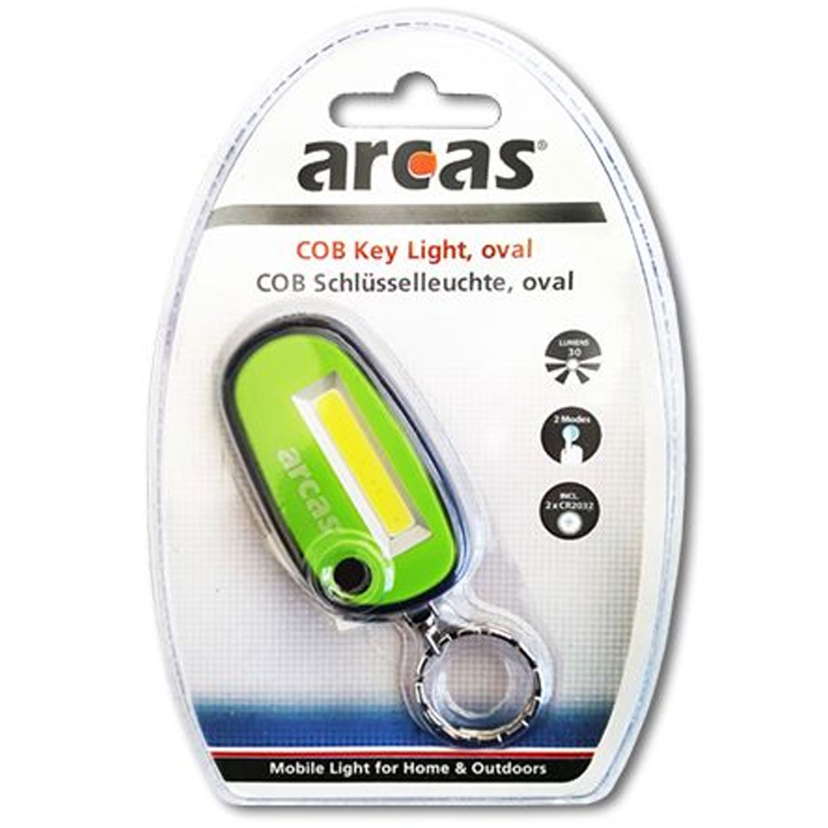 COB schlüsselleuchte mit max. 30 Lumen Leuchtpower, inklusive 2 CR2032 Lithium Batterien, farblich sortiert