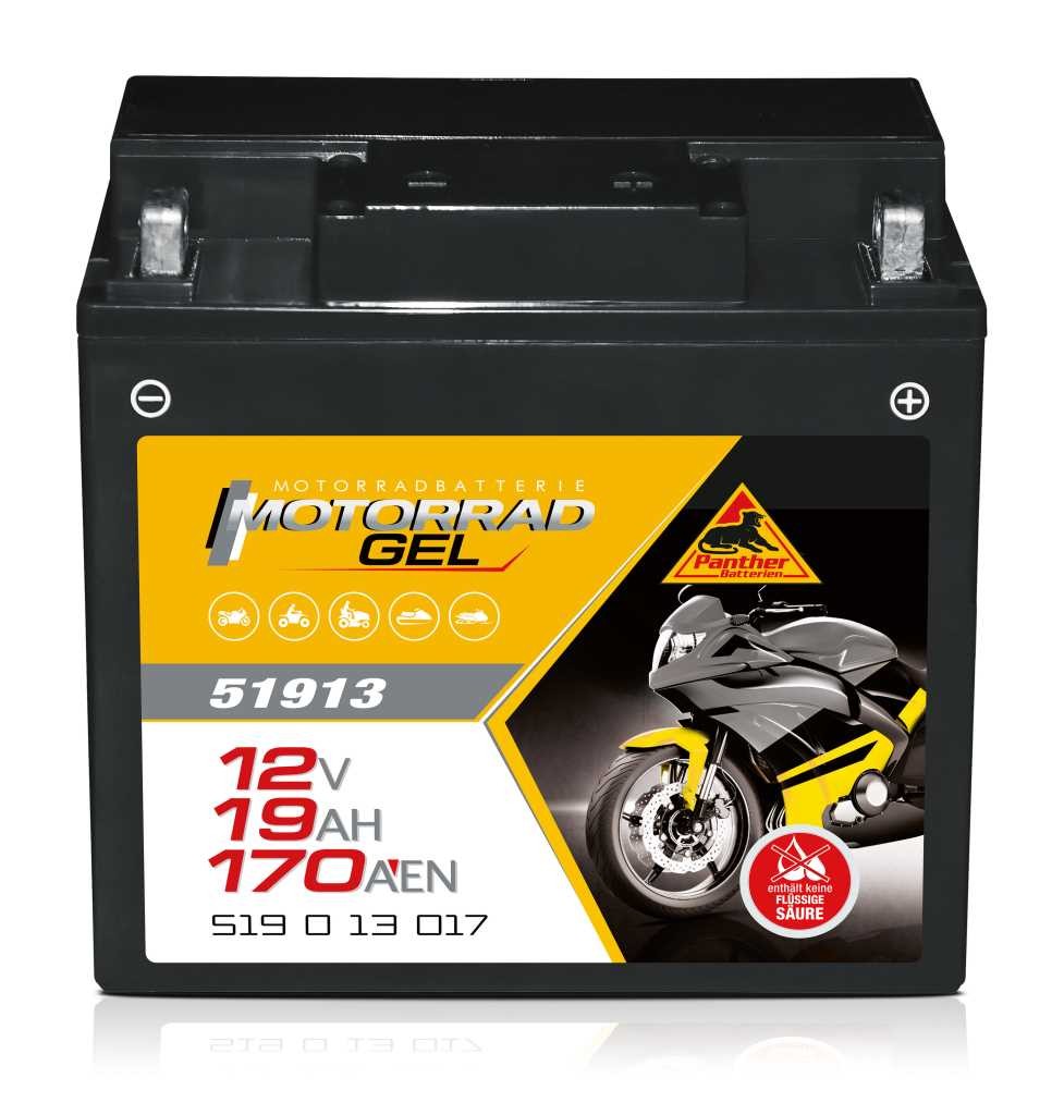 Panther Motorrad Gel 51913 12V 19Ah 170A (EN) ETN 519 0 13 017, DIN 51913, 61212346800 Bleiakku AGM Blei Gel Akku
