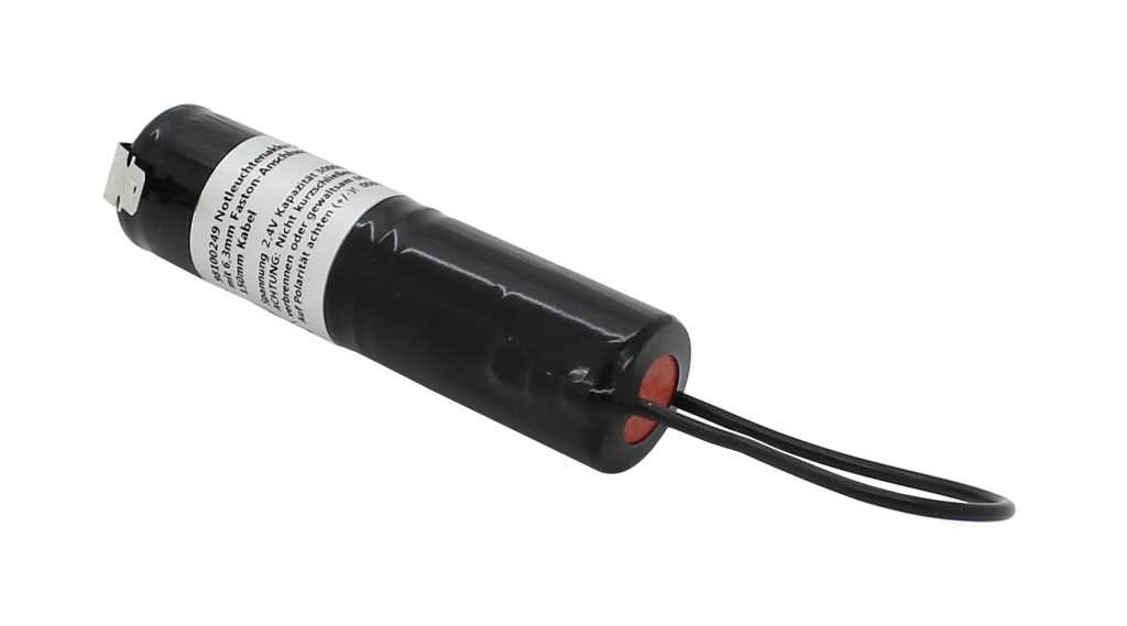 Notleuchtenakku NiMH 2,4V 3000mAh L1x2 Sub-C mit 6,3mm Faston-Anschluss / 150mm Kabel