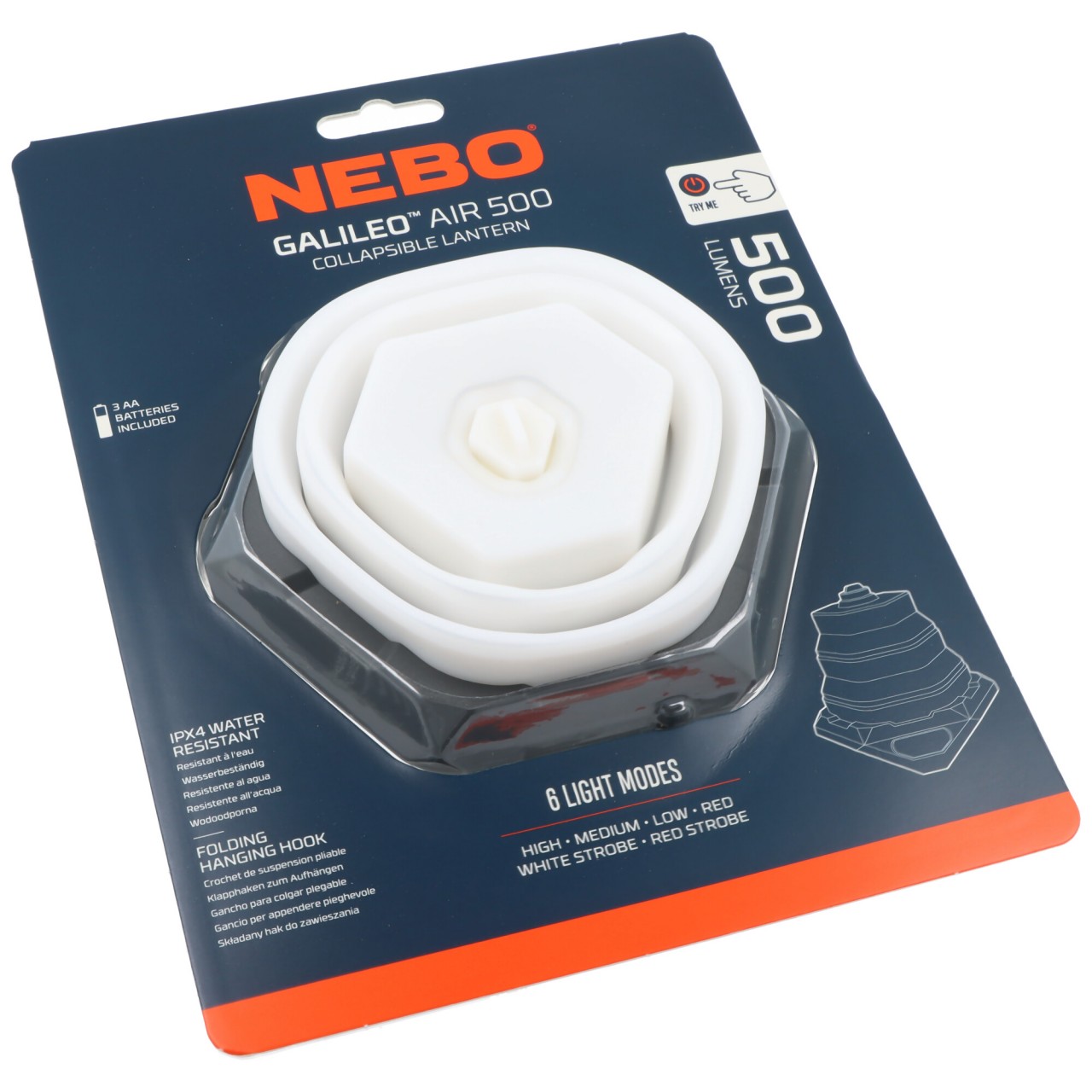 NEBO  GALILEO™ AIR 500 NEB-LTN-1008-G LED Campinglampe mit 500 Lumen, ladbar über USB-C, faltbar und sehr leicht