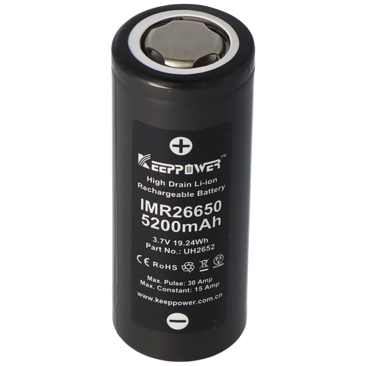Keeppower IMR26650 5200mAh, 15A, 3,6V - 3,7V Li-Ion-Akku, 67,2 x 26,5mm