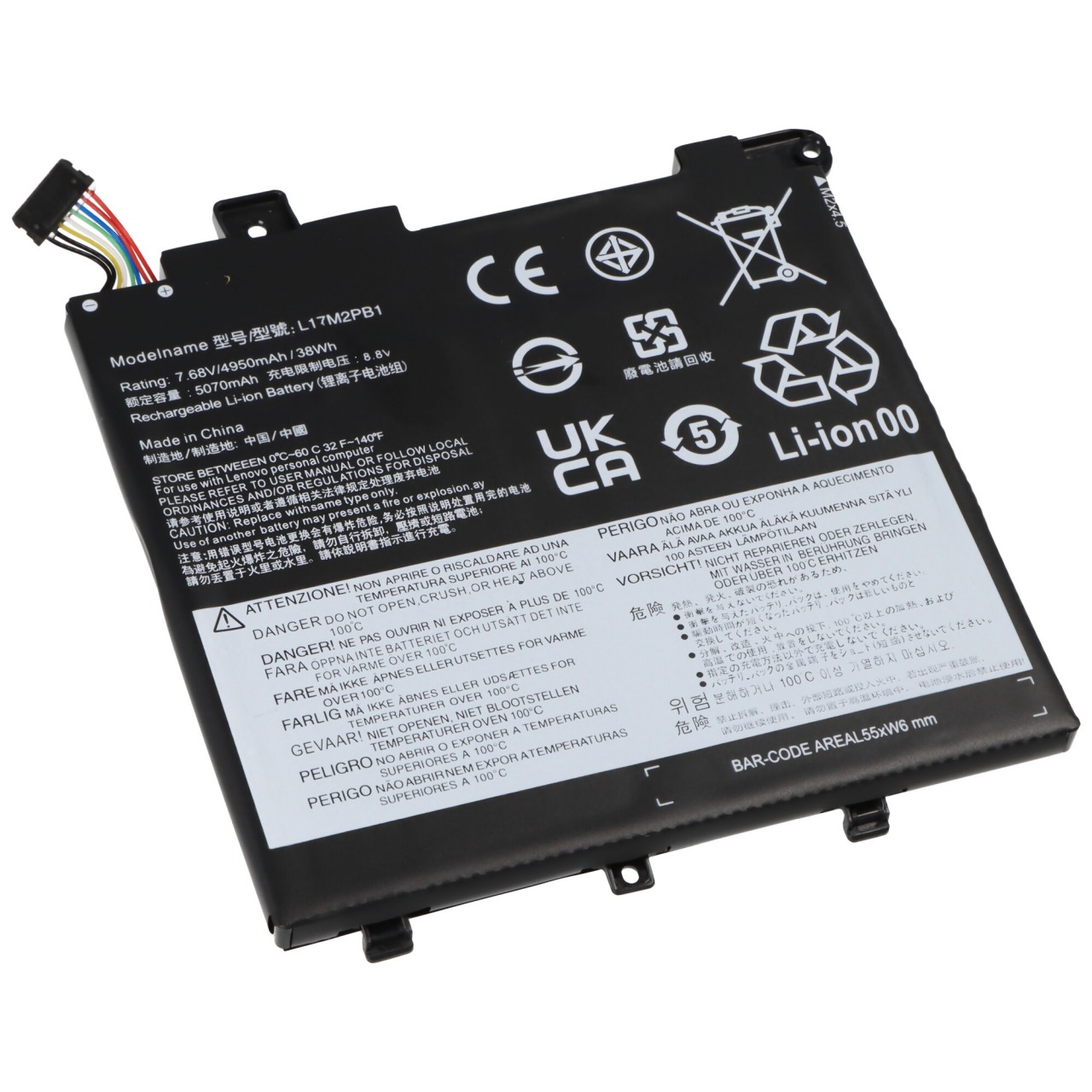 Akku passend für Lenovo V330-14ARR, Li-Polymer, 7,7V, 5070mAh, 39Wh