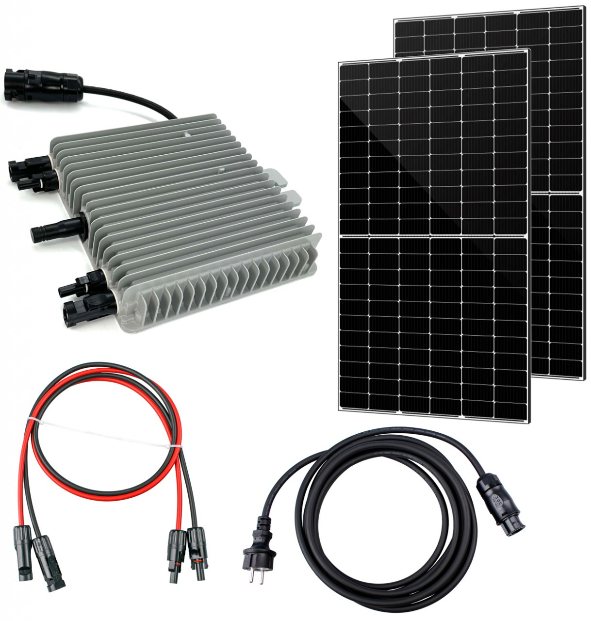 Balkonkraftwerk-Set 2x Solar Panele 455W und 1x Wechselrichter 800W, anschlussfertiges Komplettpaket !