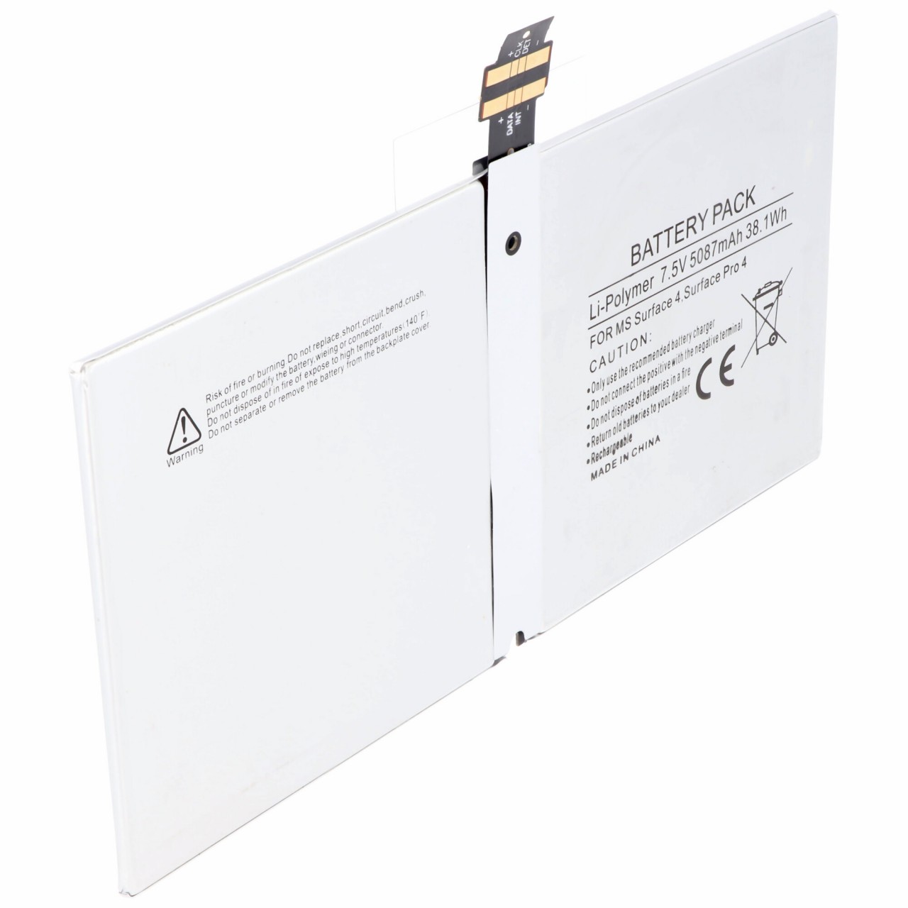 Akku passend für Microsoft Surface 4, Surface Pro 4, 1724 Akku DYNR01, G3HTA027H, 5087mAh, 7.5V, 39.1Wh