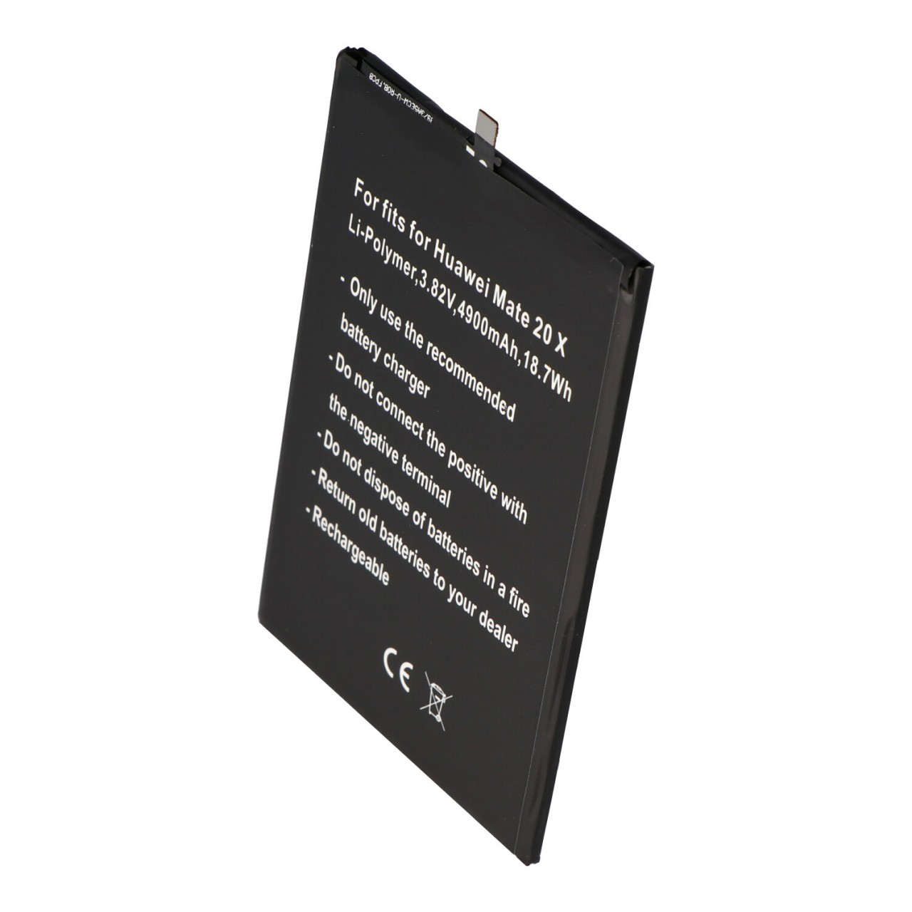 Akku passend für Huawei Mate 20 X, Li-Polymer, 3,82V, 4900mAh, 18,7Wh, built-in, ohne Werkzeug