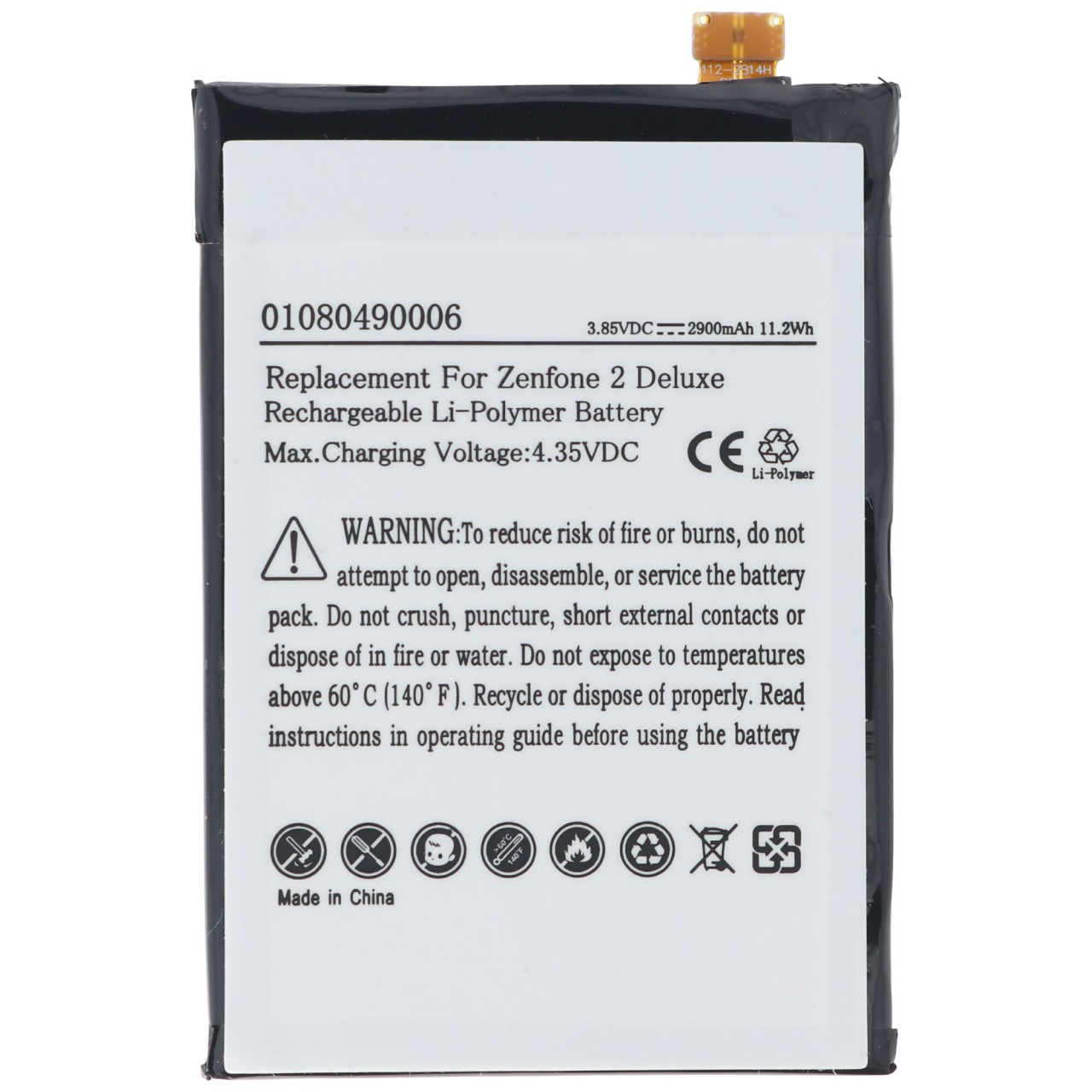 Akku passend für Asus Zenfone 2 Deluxe, Li-Polymer, 3,85V, 2900mAh, 11,2Wh, built-in, ohne Werkzeug