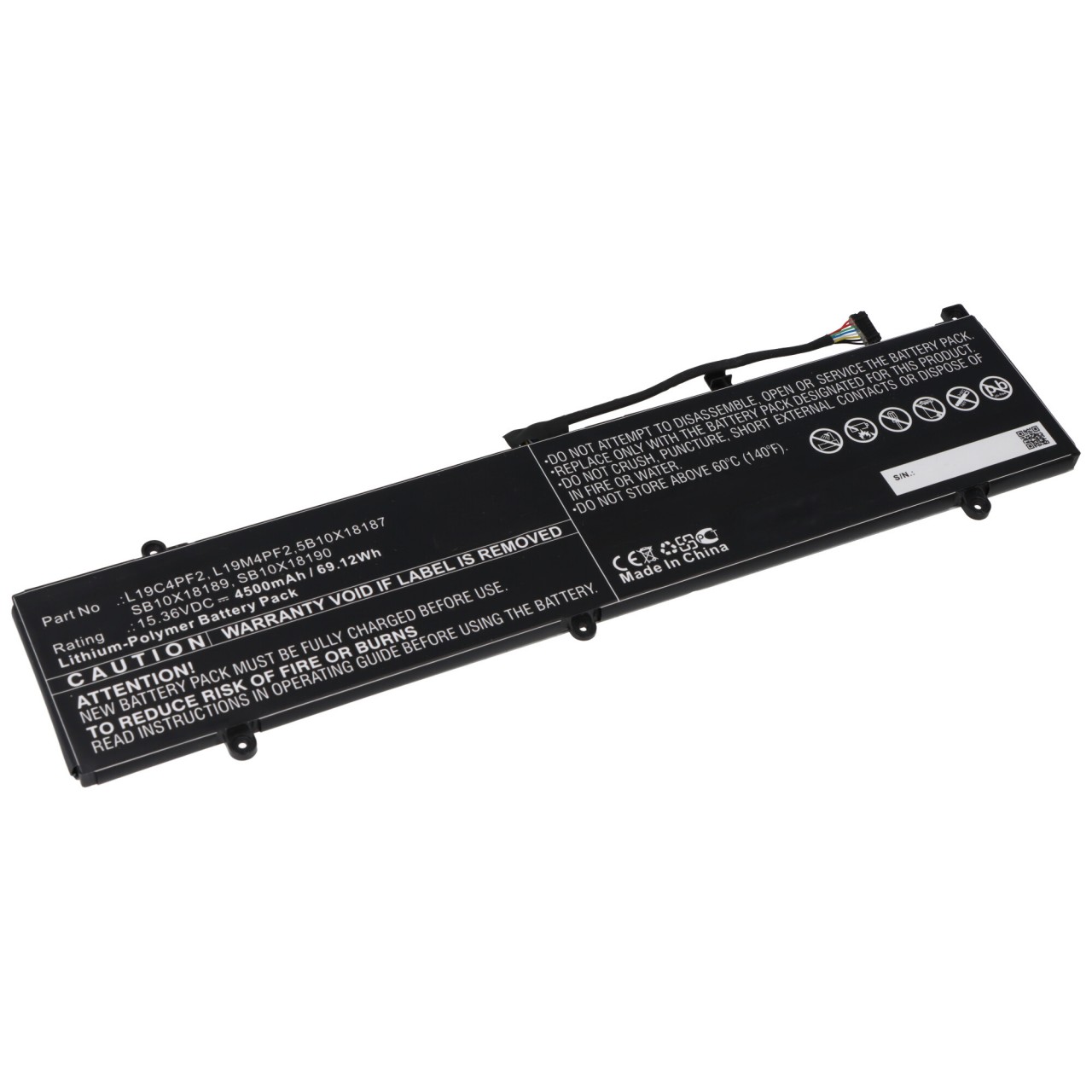 Akku passend für Lenovo Yoga Slim 7 15 7-15IMH05 Typ L19C4PF2 - 15,36V - 4500 mAh