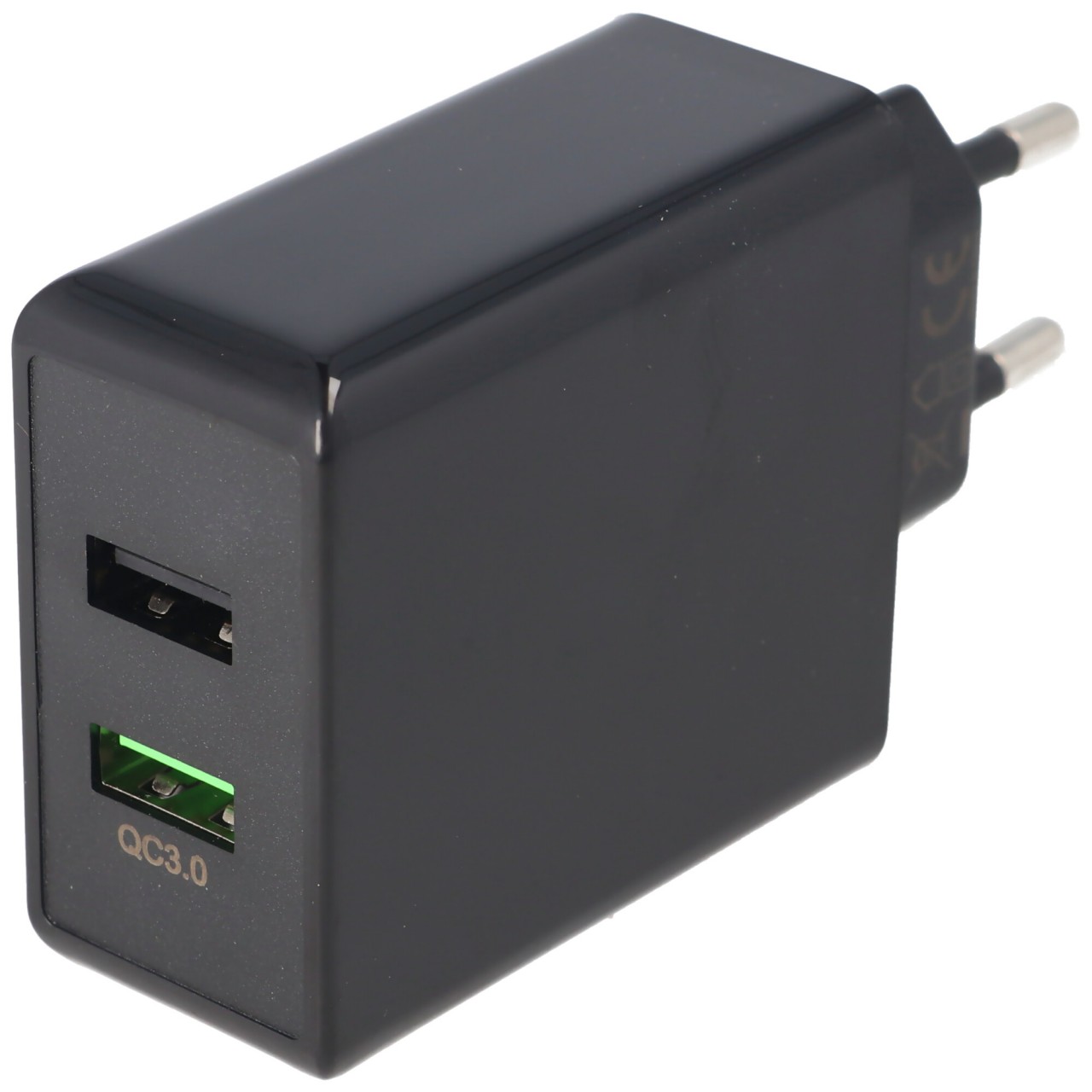 Dual-USB Schnellladegerät USB QC3.0 28W schwarz, lädt bis zu 4x schneller als Standardladegeräte