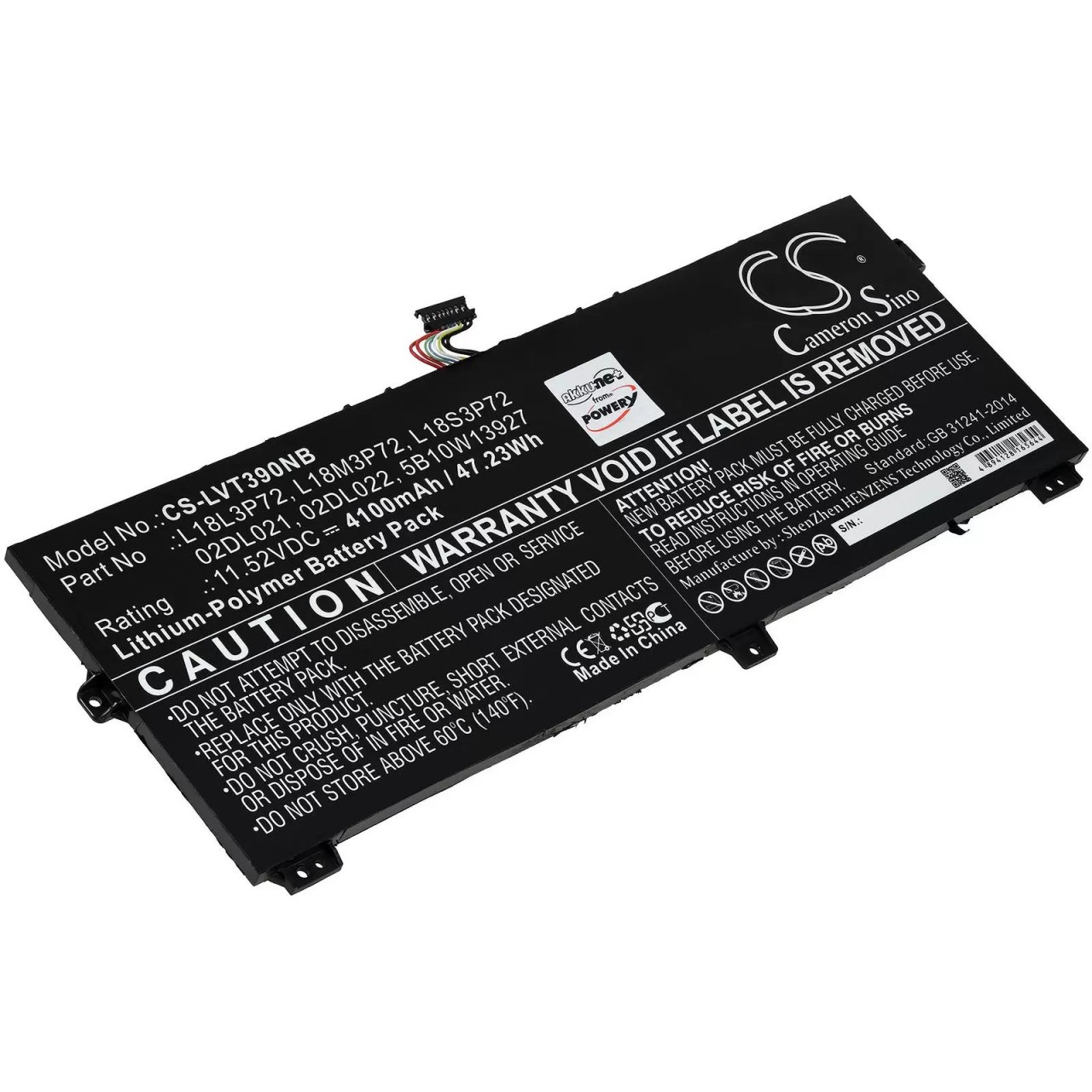 Akku passend für Laptop Lenovo ThinkPad X390 Yoga 20NQS05R00, Typ L18L3P72 - 11,52V - 4100 mAh