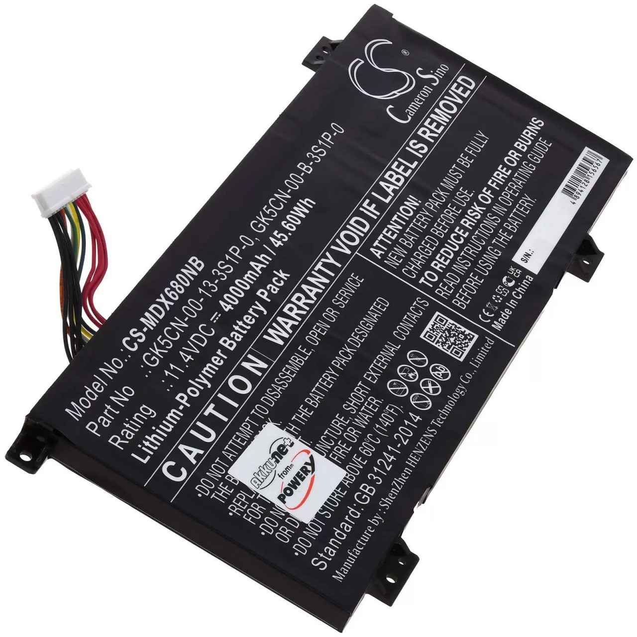 Akku passend für Medion Erazer X6805, Medion MD61635, Typ GK5CN-00-13-3S1P-0 - 11,4V - 4000 mAh