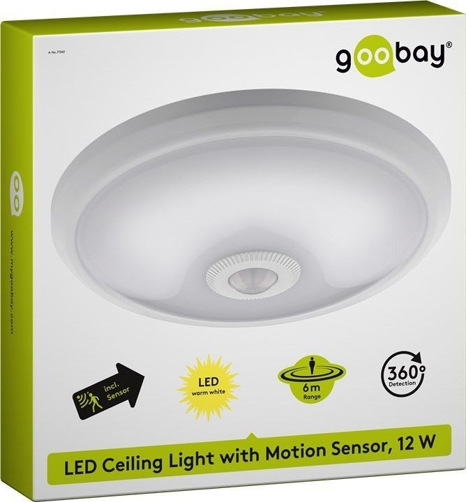 LED Deckenleuchte mit Bewegungsmelder 360 Grad Erfassung, 6 m Reichweite, für Innen (IP20), integrierte LEDs warm-weiß, einstellbare Abschaltzeit [EEK: A]