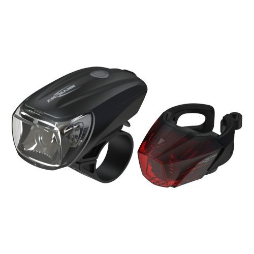 Ansmann Fahrradbeleuchtungs-Set, LED-Frontscheinwerfer und LED-Rückleuchte, StVO zugelassen, wiederaufladbar