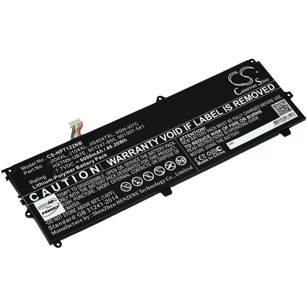 Akku passend für Laptop HP Elite X2 1012 G2 1LV78EA, 1012 G2 1LV76EA, Typ JI04XL u.a. - 7,7V - 6000 mAh