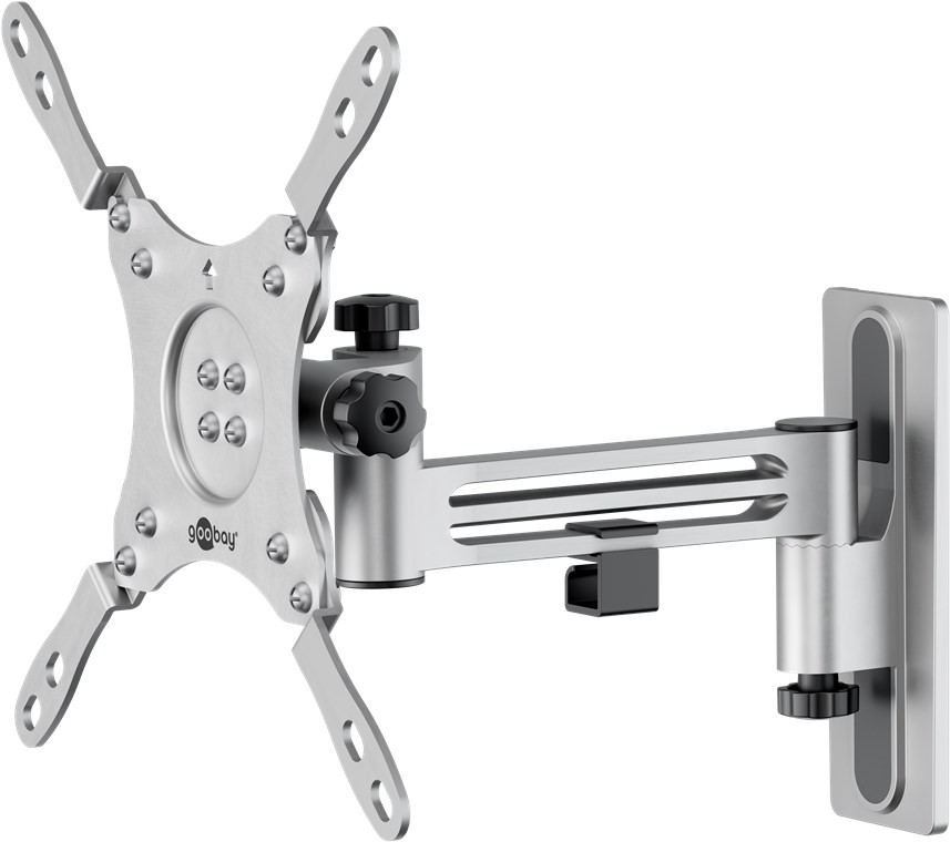 Goobay TV-Wandhalterung Caravan FULLMOTION (M), silber - Halterung für Fernseher von 13 bis 43 Zoll (33 – 109 cm), max. 15 kg, vollbeweglich: schwenkbar, neigbar, bis zu 23,6 cm ausziehbar