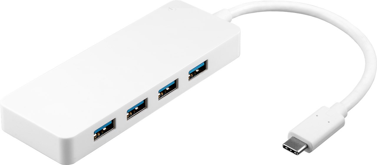 4-fach USB-C Multiport-Adapter zum gleichzeitigen Anschluss von 4x USB 3.0 A Buchse auf USB-C Stecker