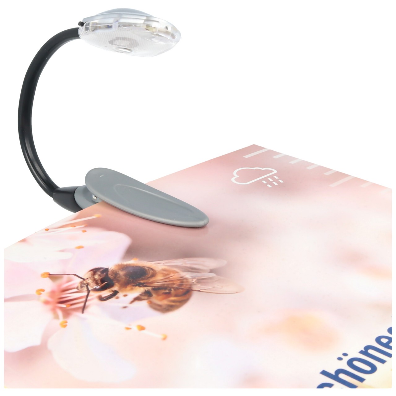 Die LED Leseleuchte inklusive der 2 Stück CR2016 Lithium Batterien